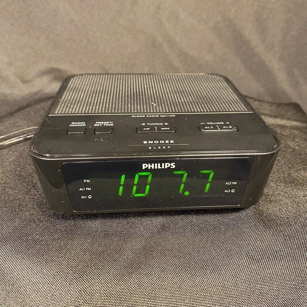 Philips Dual Alarm Clock AJ3116M/37 FM Radio Battery Back‎ Up Tested Works